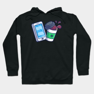 Hand Phone and coffee Hoodie